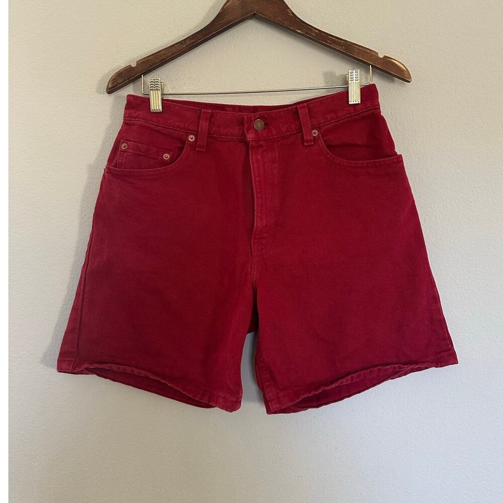 Vintage 90s Levi's 550 Red Denim Shorts size 11 High Rise Mom Shorts